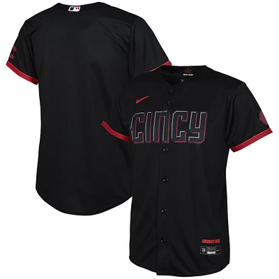 Maillot Nike noir Cincinnati Reds City Connect Replica pour enfant