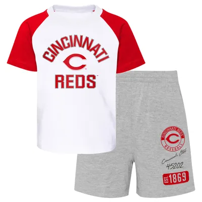 Atlanta Braves Preschool Groundout Baller Raglan T-Shirt & Shorts Set -  Red/Heather Gray