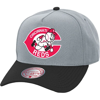 Casquette ajustable unisexe Mitchell & Ness Gray Cincinnati Reds Basic Coop Pro