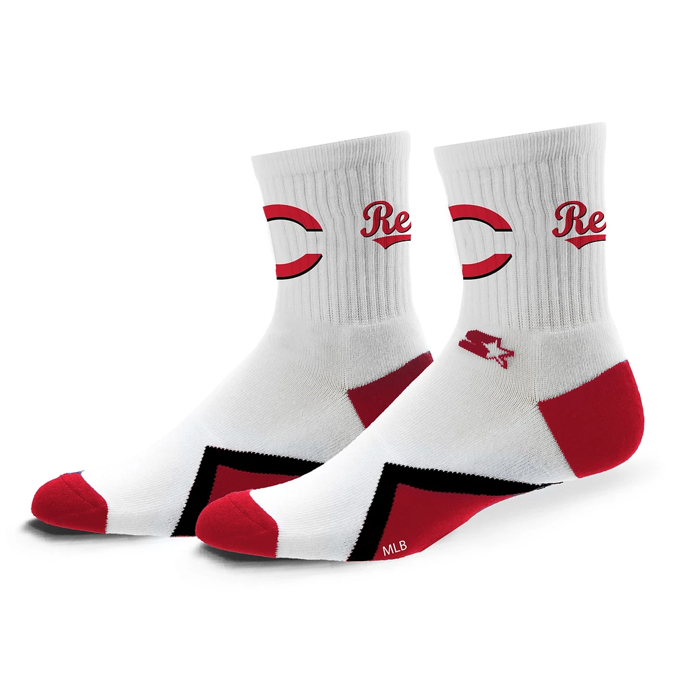 Chaussettes mi-mollet unisexes blanches Starter des Reds de Cincinnati Striker