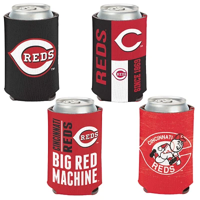 WinCraft Cincinnati Reds, paquet de 4, 12 oz. Ensemble refroidisseur de canettes