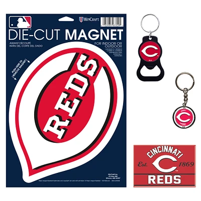 Lot de 4 porte-clés et aimants WinCraft Cincinnati Reds