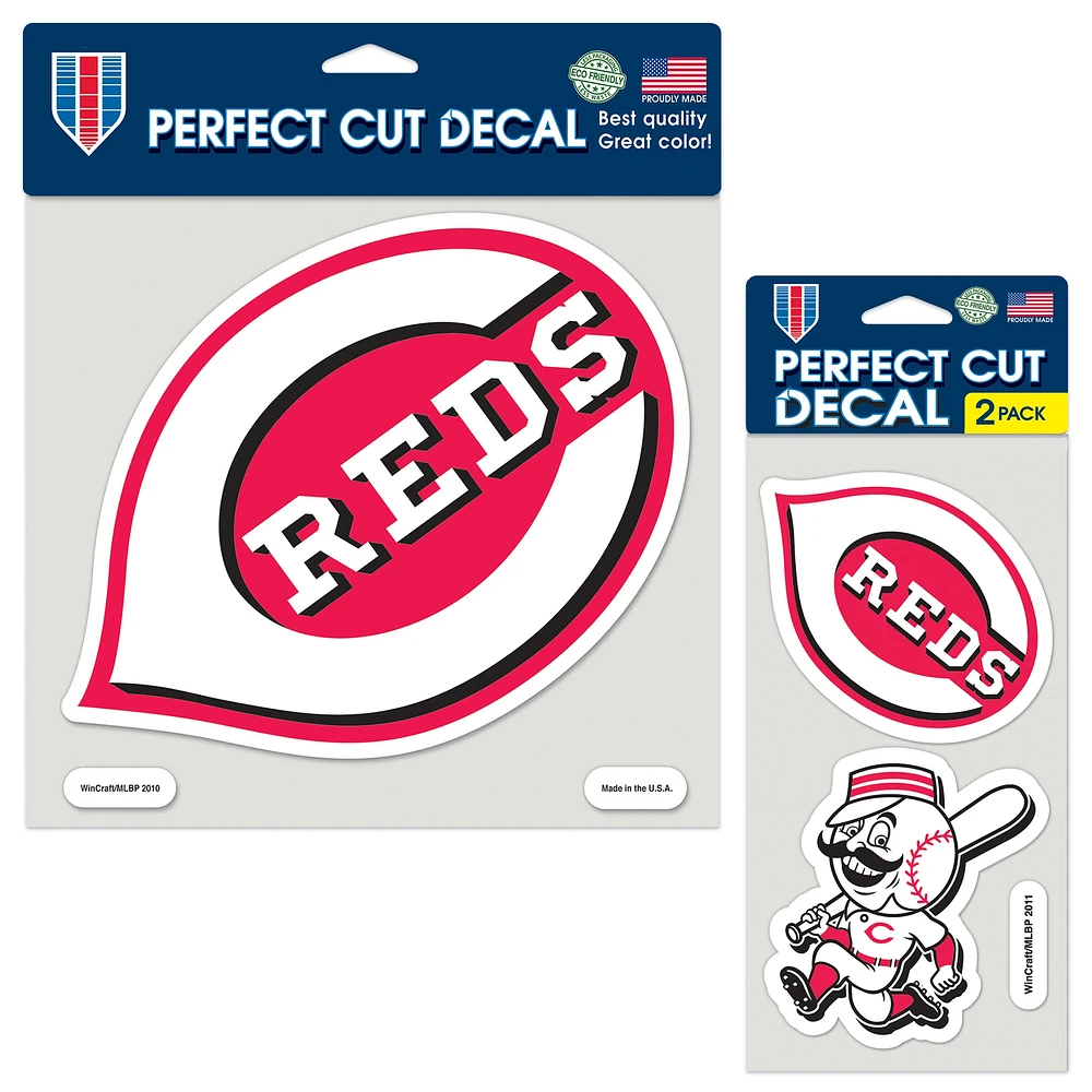 Lot de deux autocollants WinCraft Cincinnati Reds Perfect Cut