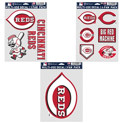 Lot de trois autocollants pour supporters des Reds de Cincinnati de WinCraft