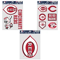 Lot de trois autocollants pour supporters des Reds de Cincinnati de WinCraft