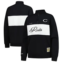 Women's Mitchell & Ness Black Cincinnati Reds Quarter-Zip Pullover Top