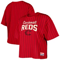 Women's New Era  Red Cincinnati Reds City Connect Multiplier Pinstripe Cropped T-Shirt
