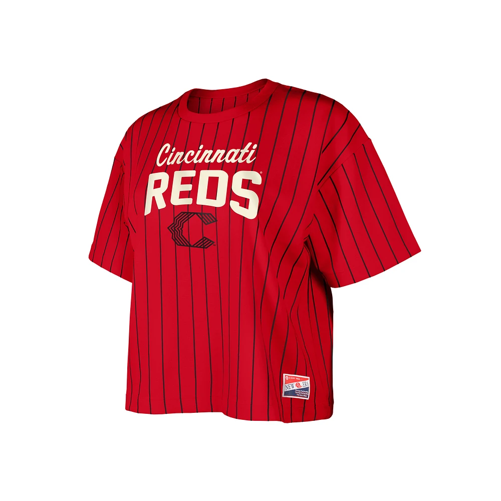 T-shirt court à rayures City Connect Multiplier Cincinnati Reds New Era pour femme