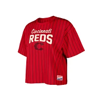 T-shirt court à rayures City Connect Multiplier Cincinnati Reds New Era pour femme