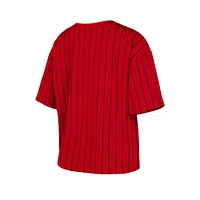 Women's New Era  Red Cincinnati Reds City Connect Multiplier Pinstripe Cropped T-Shirt