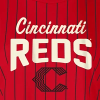 Women's New Era  Red Cincinnati Reds City Connect Multiplier Pinstripe Cropped T-Shirt