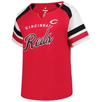 Women's Profile Elly De La Cruz Red Cincinnati Reds Plus Name & Number Raglan T-Shirt
