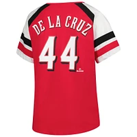 Women's Profile Elly De La Cruz Red Cincinnati Reds Plus Name & Number Raglan T-Shirt