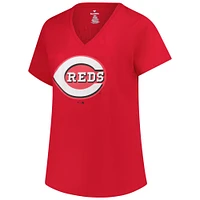Women's Profile Elly De La Cruz Red Cincinnati Reds Plus Name & Number V-Neck T-Shirt