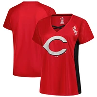 Women's Profile  Red Cincinnati Reds Glitter Raglan V-Neck T-Shirt