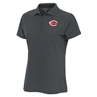 Women's Antigua Charcoal Cincinnati Reds Logo Legacy Pique Polo