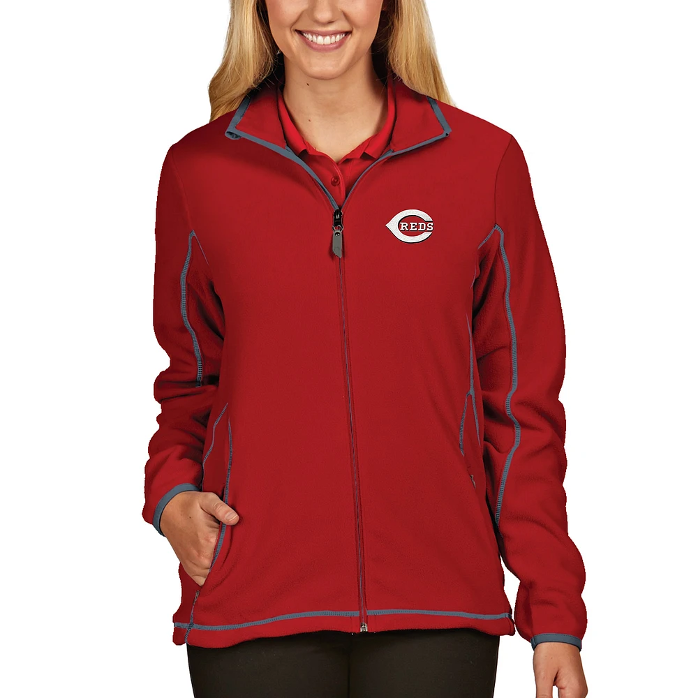 Veste de glace à fermeture éclair complète Antigua Red Cincinnati Reds pour femmes