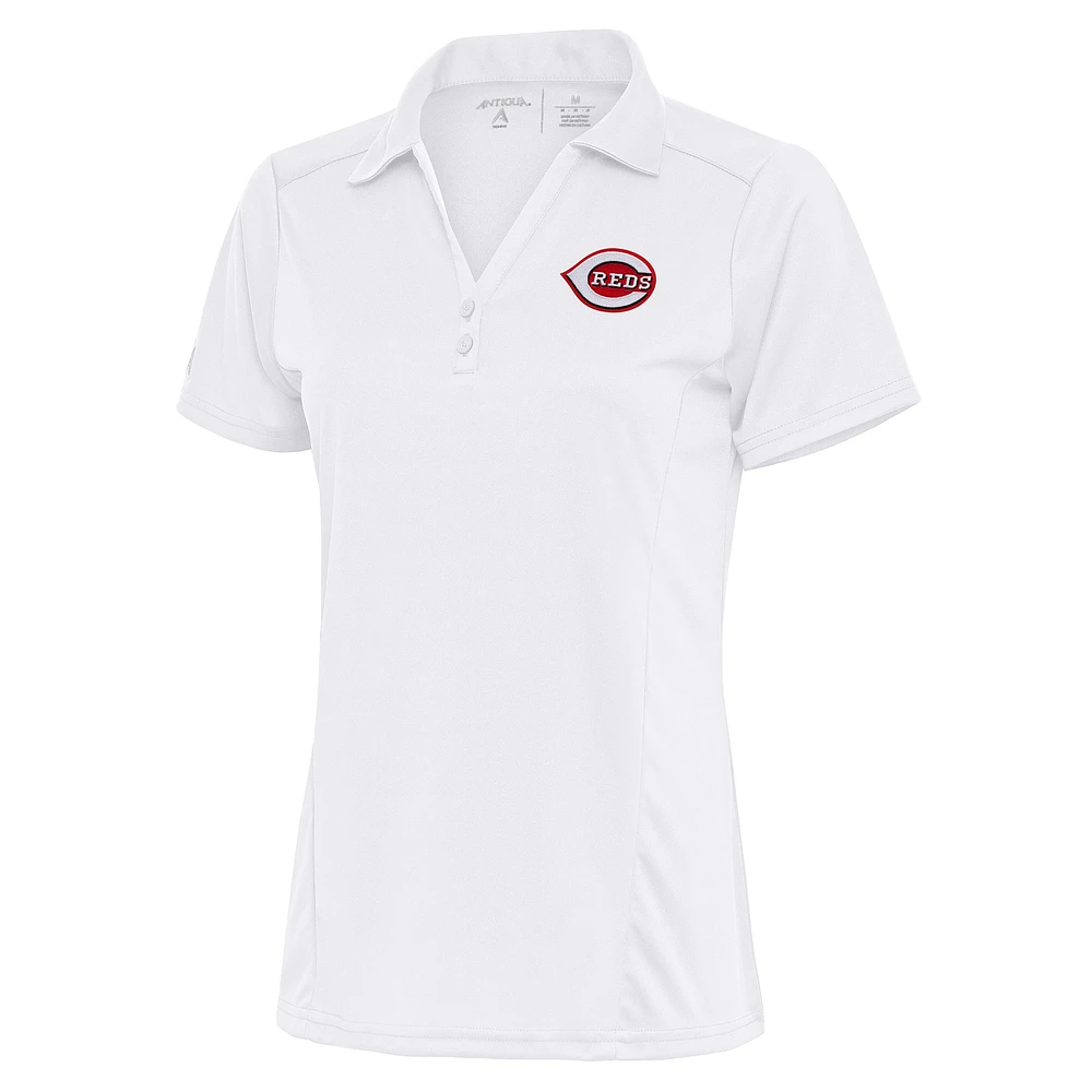 Women's Antigua White Cincinnati Reds Logo Tribute Polo