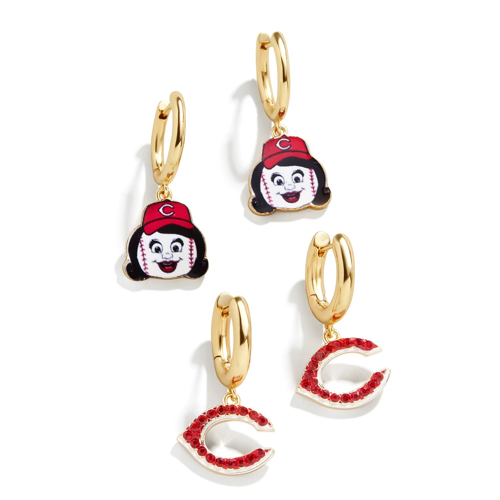 Ensemble de boucles d'oreilles pour femme BaubleBar Gold Cincinnati Reds Team