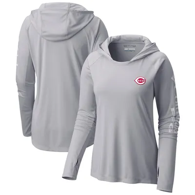 Cincinnati Reds Columbia Women's Tidal Long Sleeve Hoodie T-Shirt - Gray
