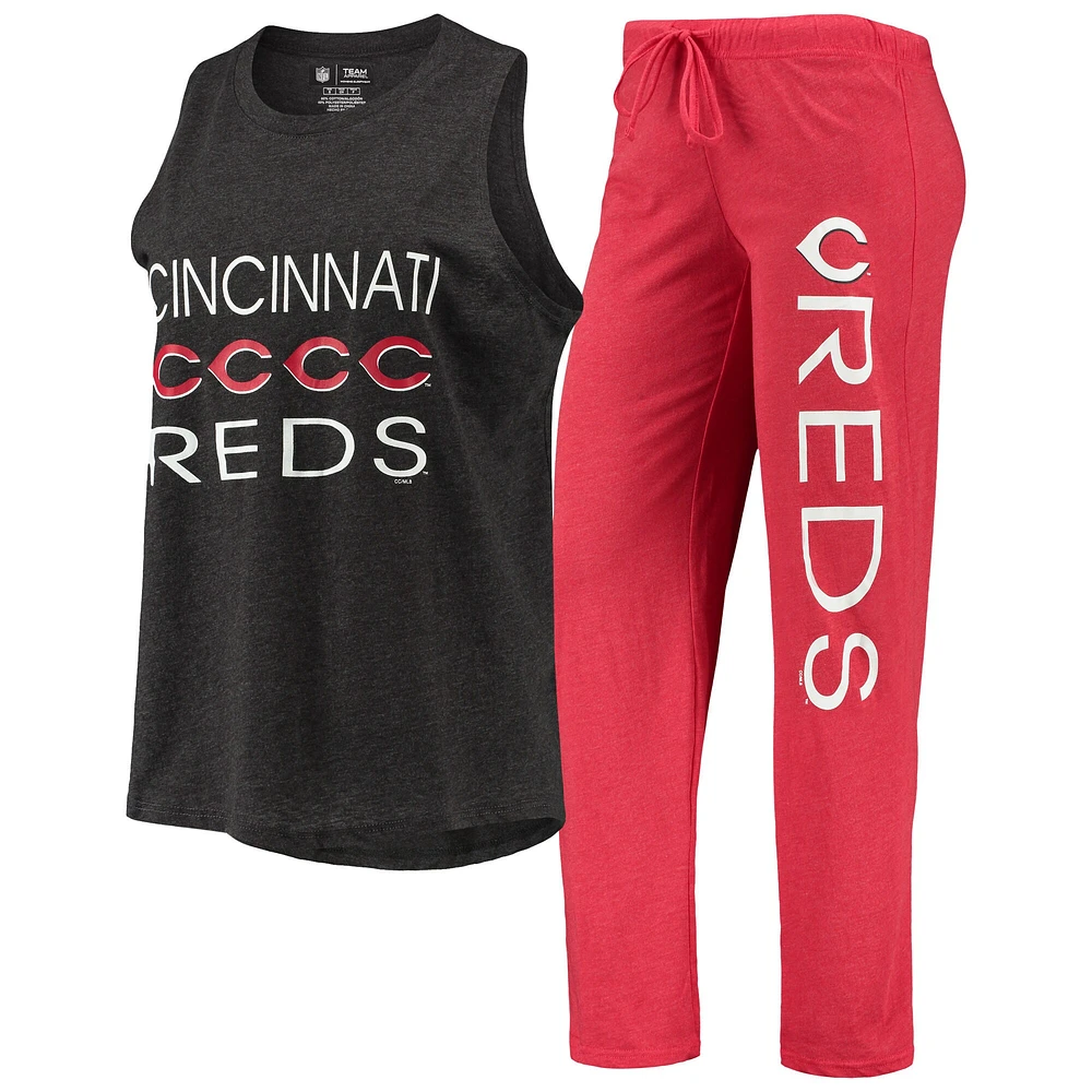 Concepts Sport Rouge/Noir Cincinnati Reds Meter Muscle Débardeur et pantalon Ensemble de nuit