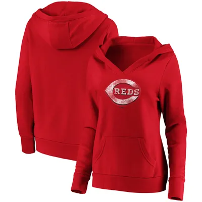 Women's Fanatics Branded Red St. Louis Cardinals Core Team Crossover V-Neck Pullover  Hoodie