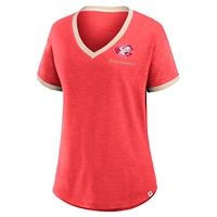 Women's Fanatics Red Cincinnati Reds Binge Worthy Stadium Slub V-Neck T-Shirt