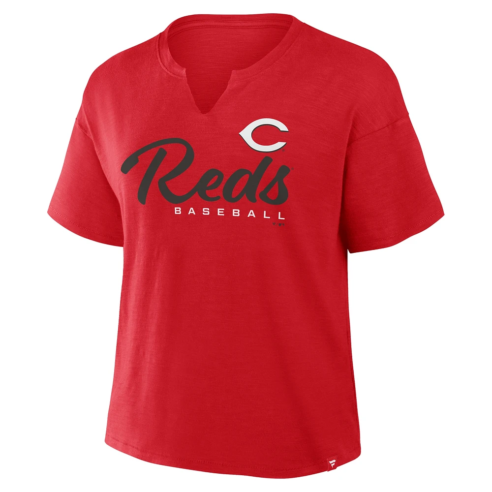 Women's Fanatics Red Cincinnati Reds Fan Fave Stadium Slub Boxy T-Shirt