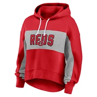 Women's Fanatics Red Cincinnati Reds Filled Stat Sheet Pullover Hoodie