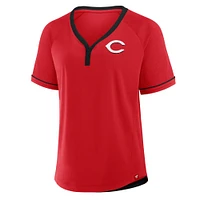 Women's Fanatics Red Cincinnati Reds League Diva Star Raglan V-Neck T-Shirt