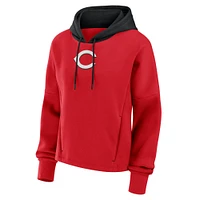 Women's Fanatics Red Cincinnati Reds Oversized High Hip Legacy Fleece Pullover Hoodie