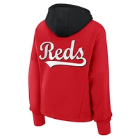 Women's Fanatics Red Cincinnati Reds Oversized High Hip Legacy Fleece Pullover Hoodie