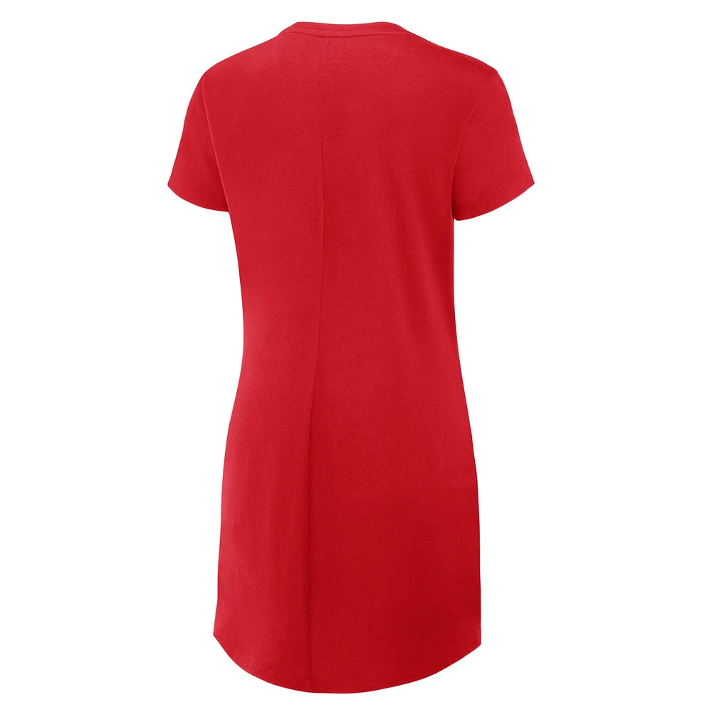 Women's Fanatics Red Cincinnati Reds Ruched Drape T-Shirt Dress