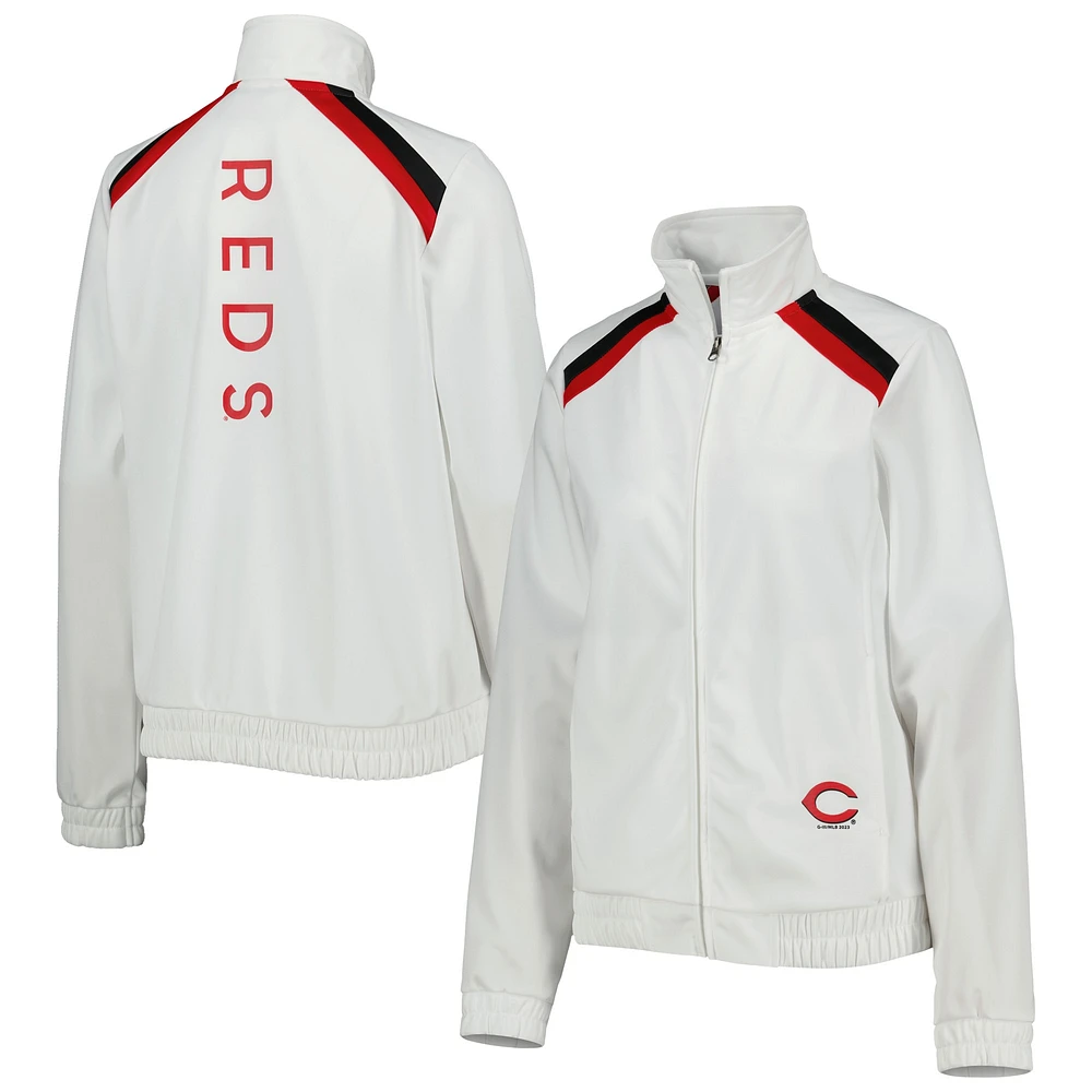 Veste de survêtement à glissière pleine longueur pour femme G-III 4Her by Carl Banks White Cincinnati Reds Red Flag