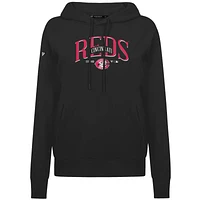 Women's Levelwear Black Cincinnati Reds  Adorn Throwback Spellout Pullover Hoodie