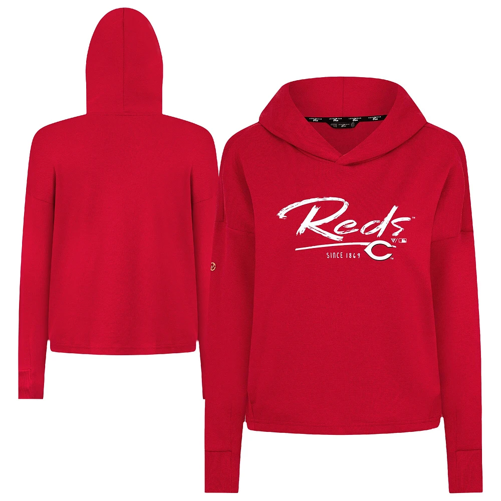 Sweat à capuche court trois bandes rouge Cincinnati Reds Accolade Sweet Express pour femme Levelwear