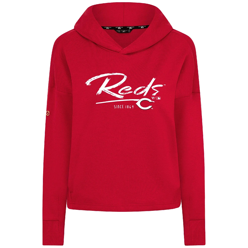 Sweat à capuche court trois bandes rouge Cincinnati Reds Accolade Sweet Express pour femme Levelwear