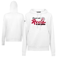 Women's Levelwear White Cincinnati Reds Accolade Adorn Monument Pullover Hoodie