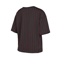 Women's New Era Black Cincinnati Reds Cooperstown Collection Multiplier Pinstripe Cropped T-Shirt
