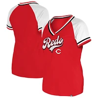 Women's New Era Red Cincinnati Reds Gameday Raglan V-Neck T-Shirt