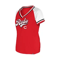 Women's New Era Red Cincinnati Reds Gameday Raglan V-Neck T-Shirt