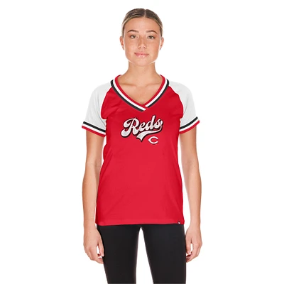 Women's New Era Red Cincinnati Reds Gameday Raglan V-Neck T-Shirt