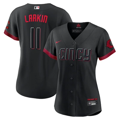 Maillot de joueur réplique Nike Barry Larkin pour femme des Cincinnati Reds City Connect noir