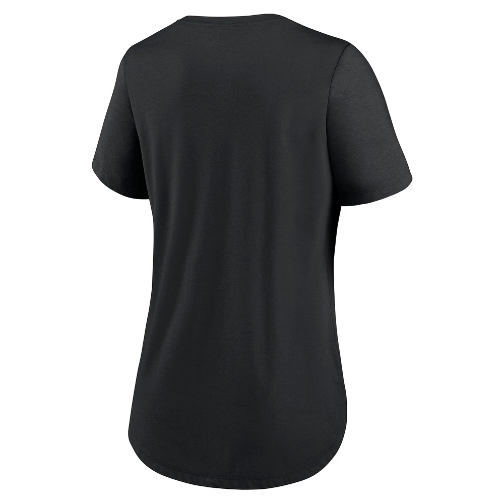 Women's Nike Black Cincinnati Reds Big Swoosh Tri-Blend Scoop Neck T-Shirt