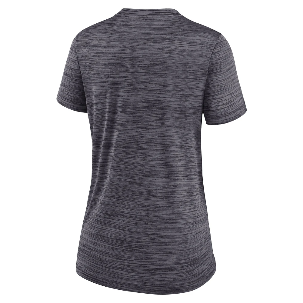 T-shirt à col en V Nike noir Cincinnati Reds City Connect Velocity Practice Performance pour femme