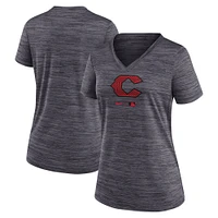 T-shirt à col en V Nike noir Cincinnati Reds City Connect Velocity Practice Performance pour femme