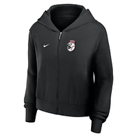 Women's Nike Black Cincinnati Reds Cropped Chill Full-Zip Hoodie
