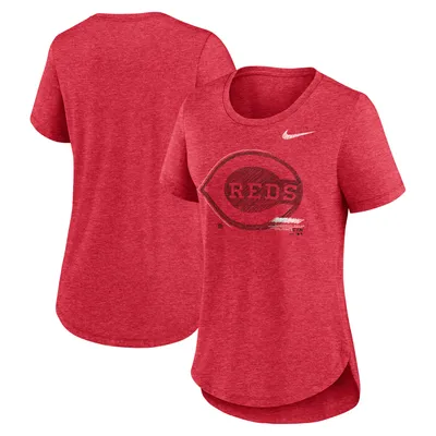 Women's Nike Heathered Red St. Louis Cardinals Cooperstown Collection  Diamond Weekend Tri-Blend T-Shirt