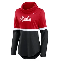 Sweat-shirt Nike rouge/noir pour femme avec inscription Club des Cincinnati Reds