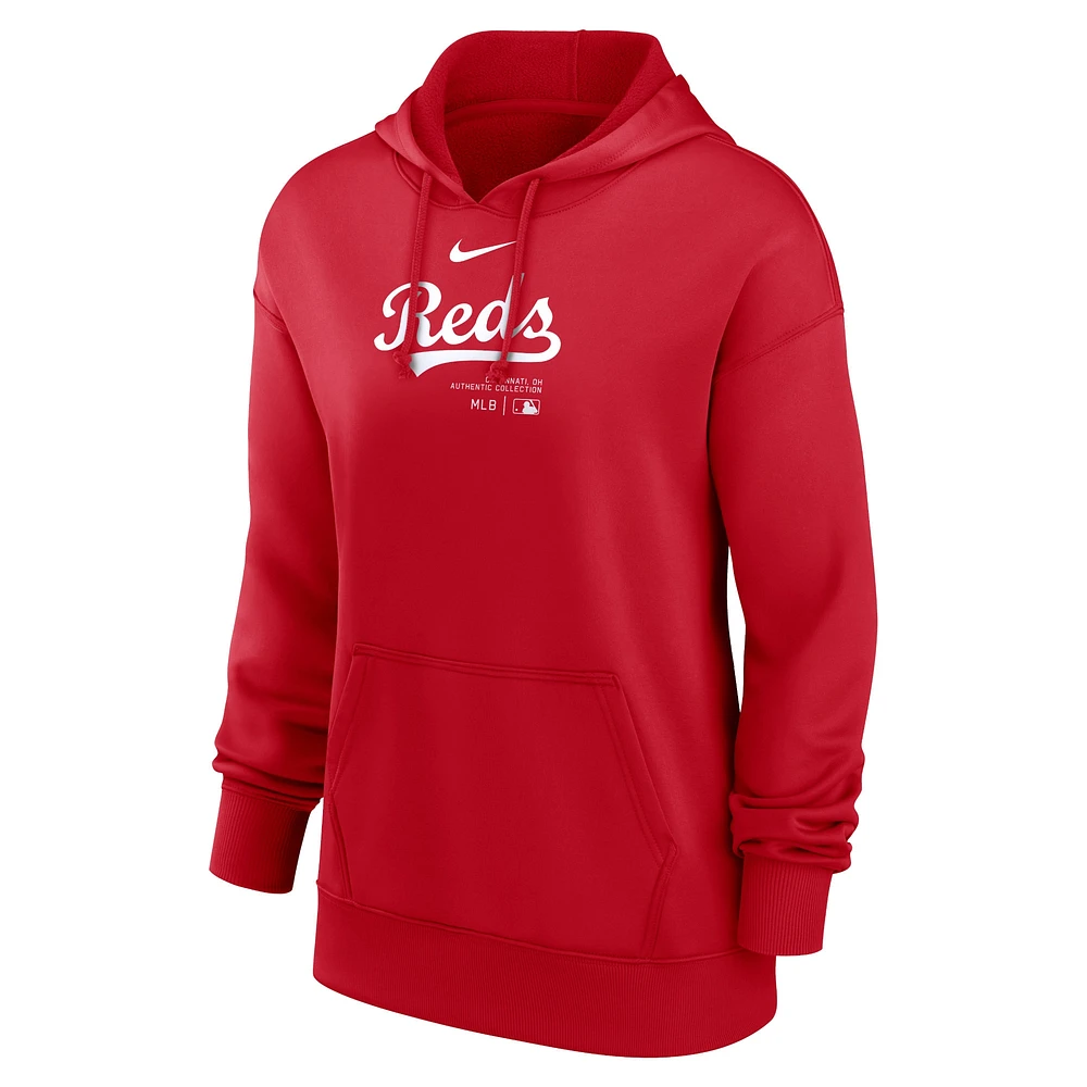 Women's Nike Red Cincinnati Reds Authentic Collection Performance Pullover Hoodie